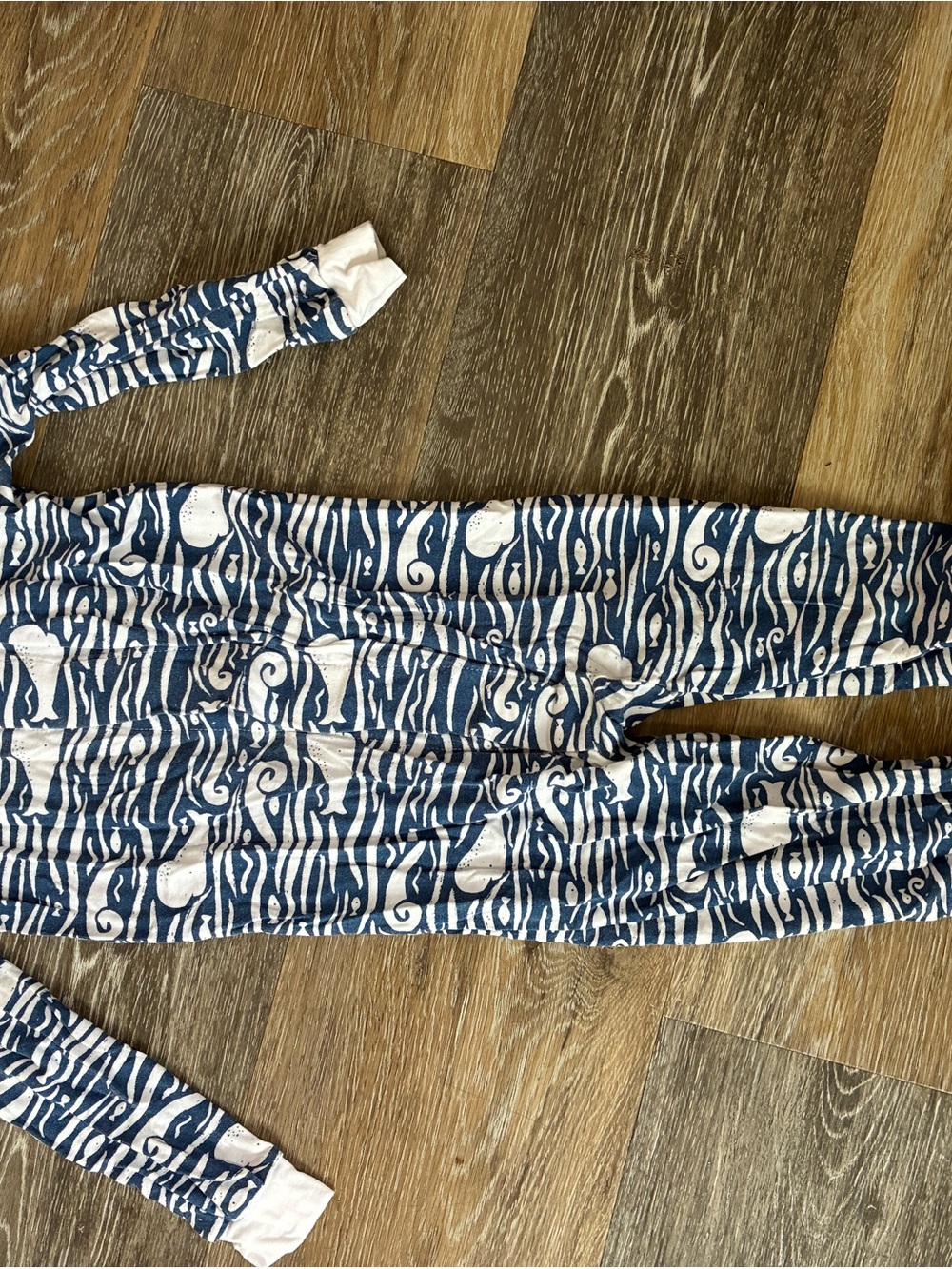 Navy & White Patterned Footie PJs